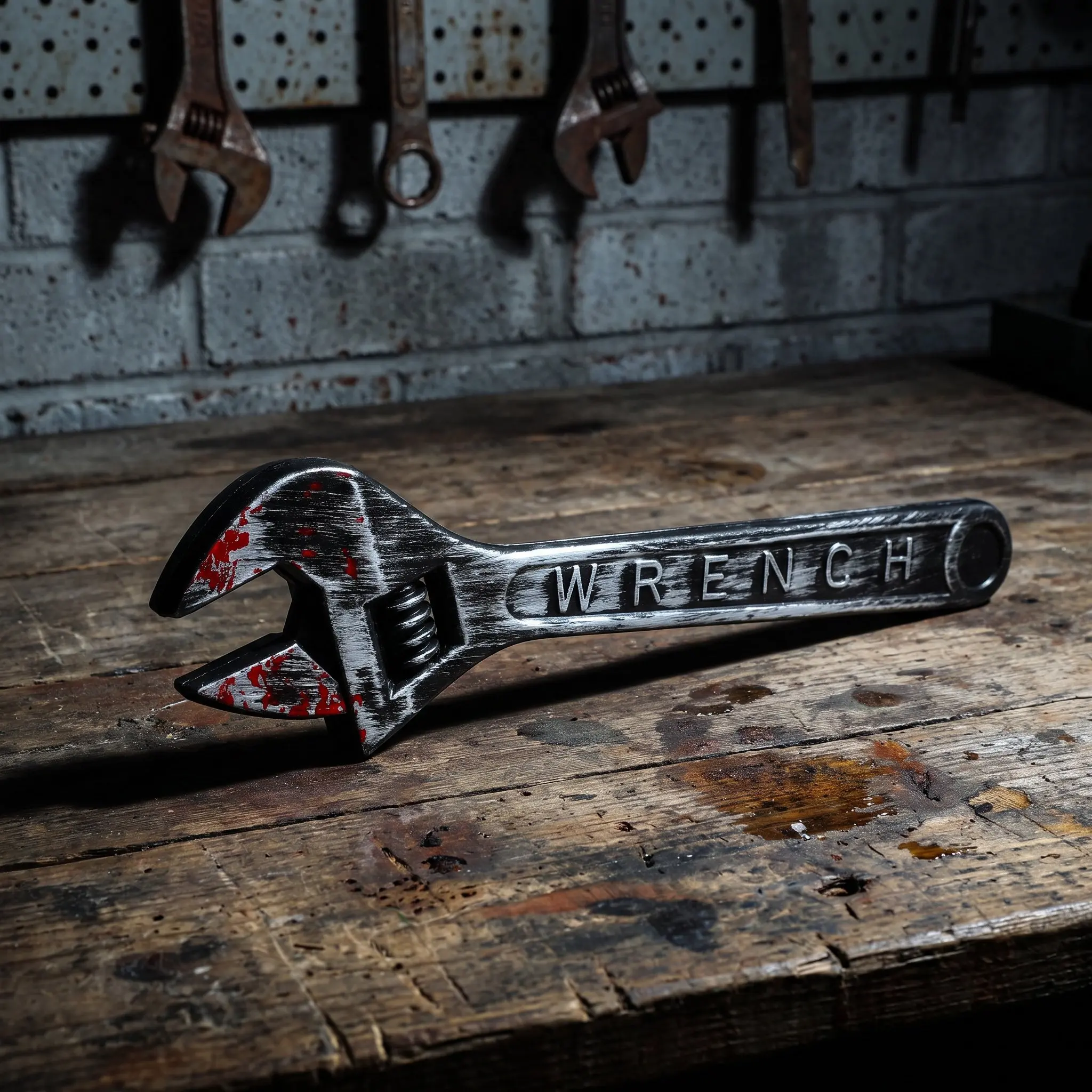 Realistic Halloween Fake Wrench Prop for Prank, Photo Shoot, and Horror Decor