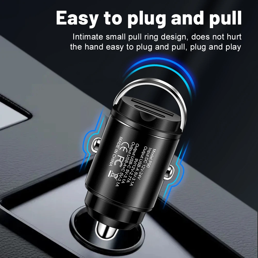 100W PD QC Pull Ring Fast Charging Car Charger USB C Car Phone Charger Adapter For iPhone 13 12 Xiaomi Samsung Huawei image 5