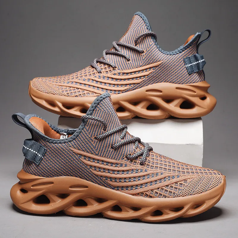 

Hot Selling Brown Men's Running Shoes Breathable Sports Sneakers Men Outdoor Jogging Shoes Couple Blade Sneakers Plus Size 46