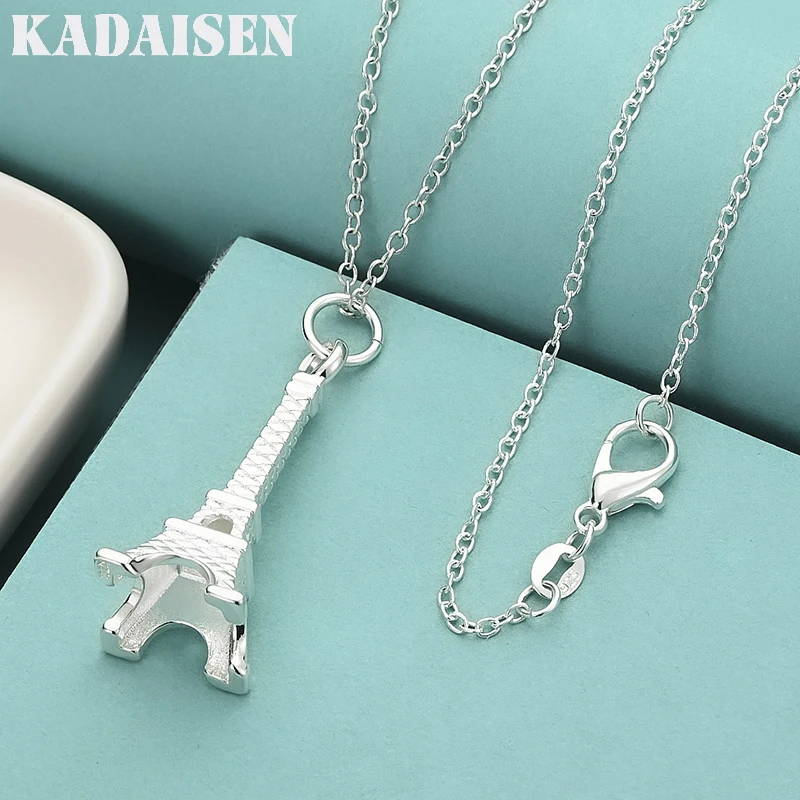 

925 Sterling Silver Iron Tower 16-30 Inch Pendant Necklace For Women Wedding Engagement Fashion Charm Jewelry Gifts