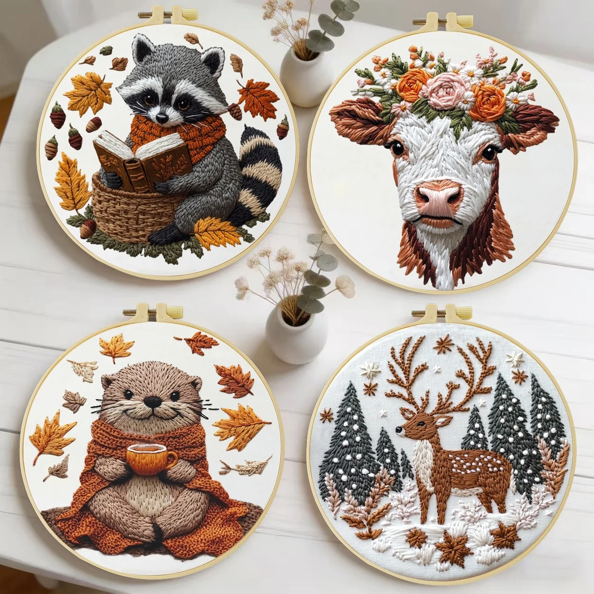 4-teiliges DIY-Stickmaterial-Set für Anfänger, inklusive Nadeln, Fäden, Stick-Starter-Kit, Kreuzstich-Kunst als Geschenk. – Detail 2