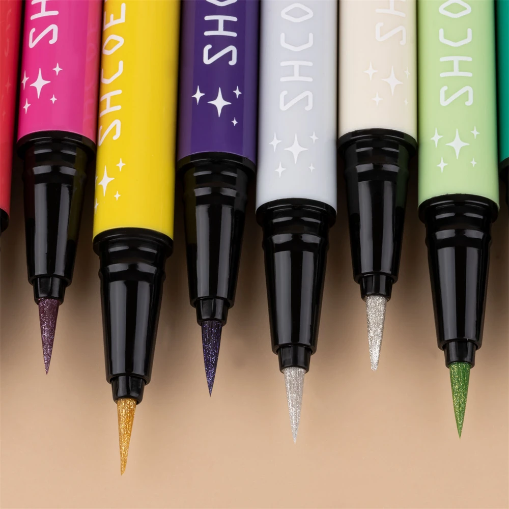 قلم تحديد العيون السائل المقاوم للماء، قلم تحديد العيون للنساء، قلم تحديد عيون كوري مقاوم للماء باللون الأبيض اللامع