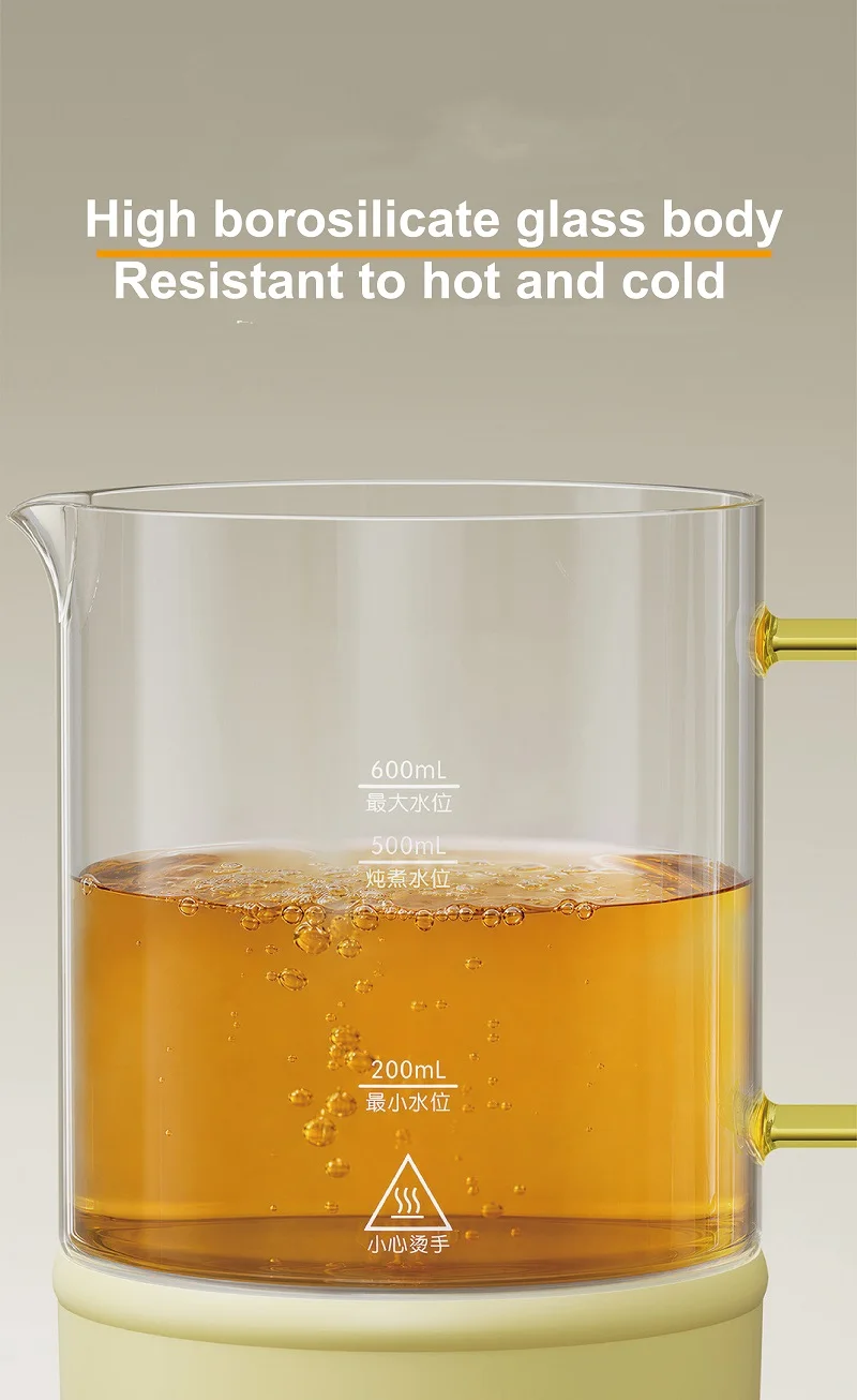 0.6L Electric Kettle Multifunction Appointment Teapot Temperature Control Health Pot Office Glass Flower Teapot Auto Keep Warm