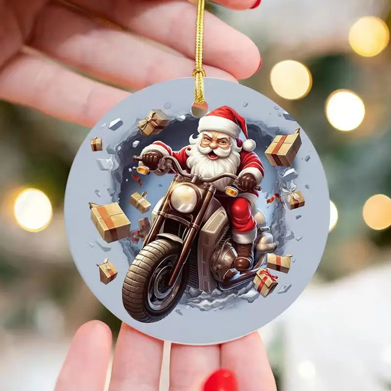 Christmas Snowman Pendant Decorative 2D Acrylic Christmas Elk Charm Car Rear View Mirror Accessories For Car Auto