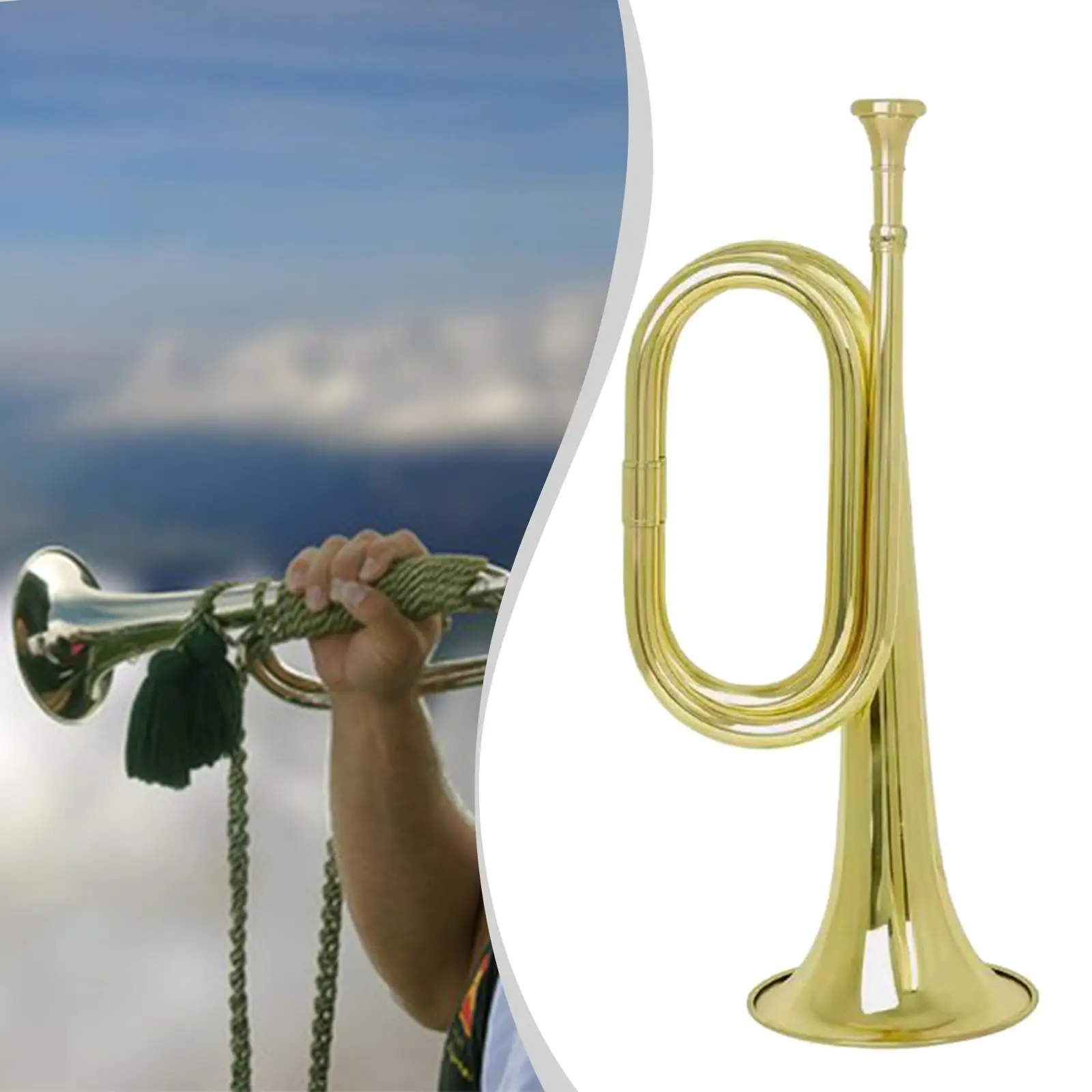 Festival Performance Bugle Trumpet Polished Brass Instrument for Beginner Professionals Band Training Exercise