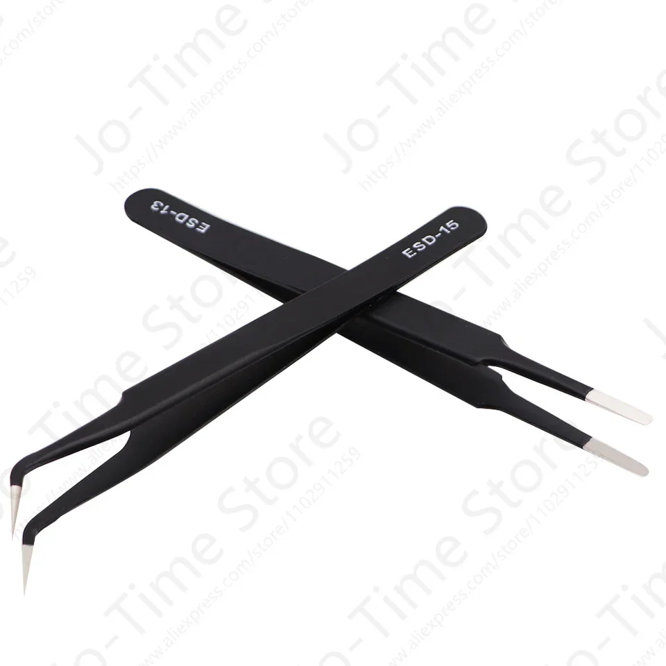 Juego de herramientas de reparación de relojes, pinzas de aleación de acero inoxidable, antiestáticas para trabajos de precisión, 6 uds.