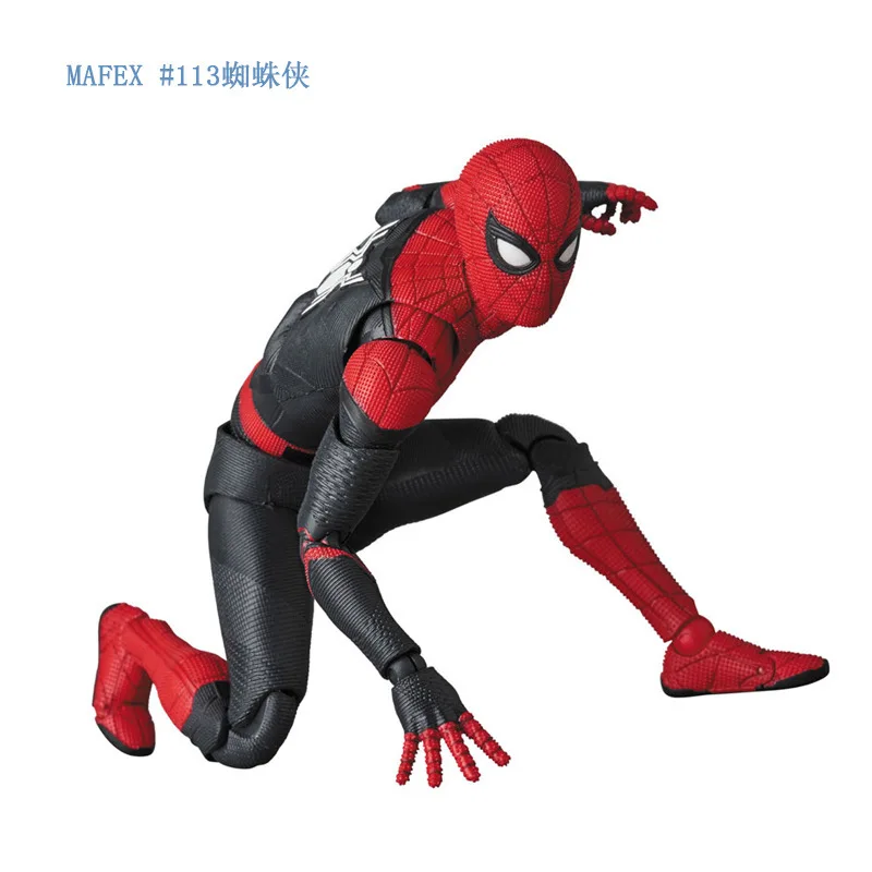 15cm mafex 113 Spiderman ของเล่นคุณภาพสูงอุปกรณ์เสริมสำหรับตุ๊กตาขยับแขนขาได้สไปเดอร์แมนเคลื่อนย้ายได้ตุ๊กตาของขวัญสำหรับสะสม