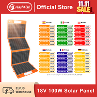 FF Flashfish 100W 18V Portable Solar Panel 5V USB Foldable Solar Cell Battery Charger Monocrystalline Outdoor Power Supply RV