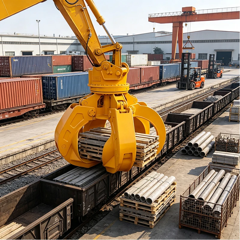 All Purpose Hydraulic Excavator Grapple Attachment for Metal Recycling Waste Handling Construction Demolition Projects