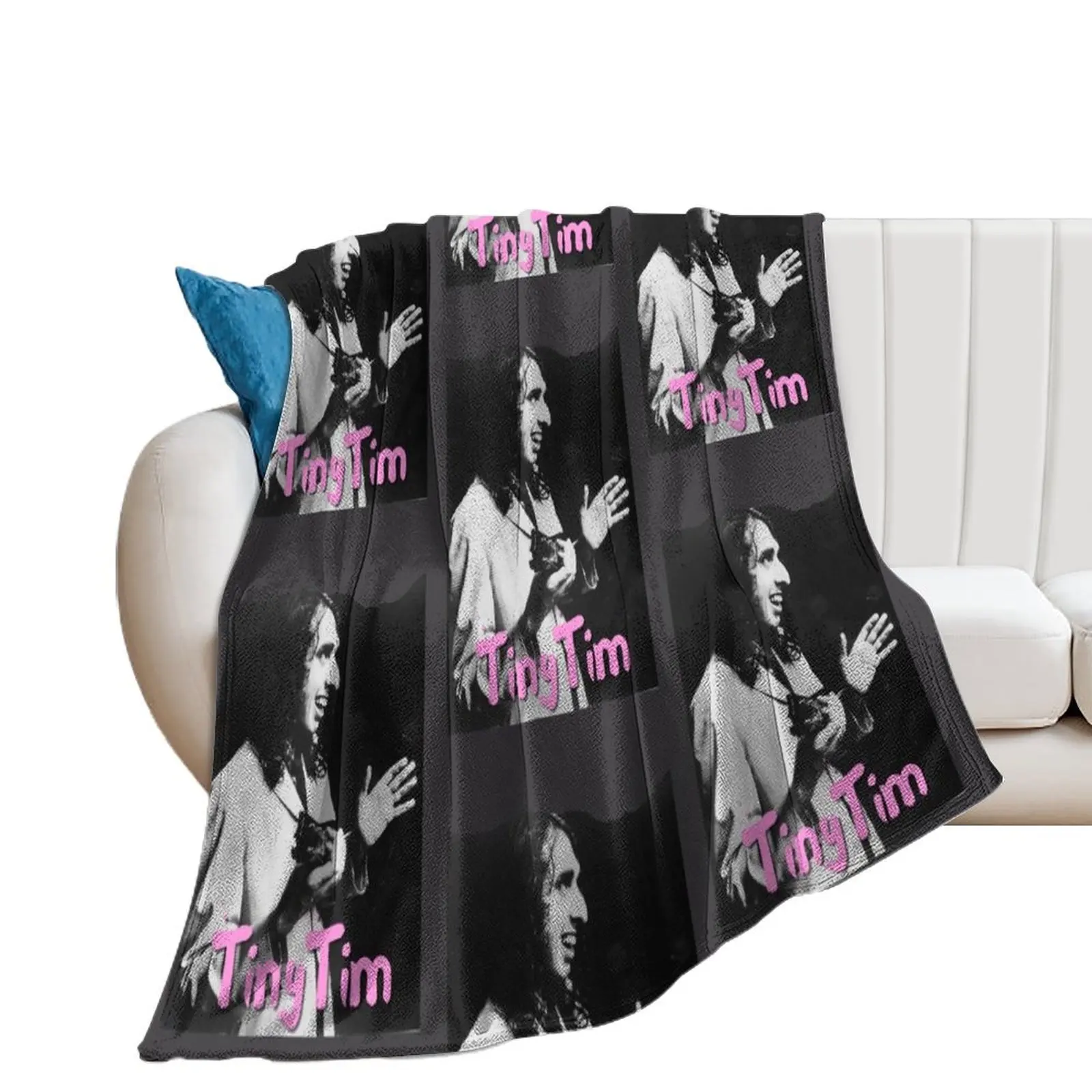 Tiny Tim Laughing - Herbert Khaury - Ukulele Throw Blanket funny gift Camping halloween Hair Blankets