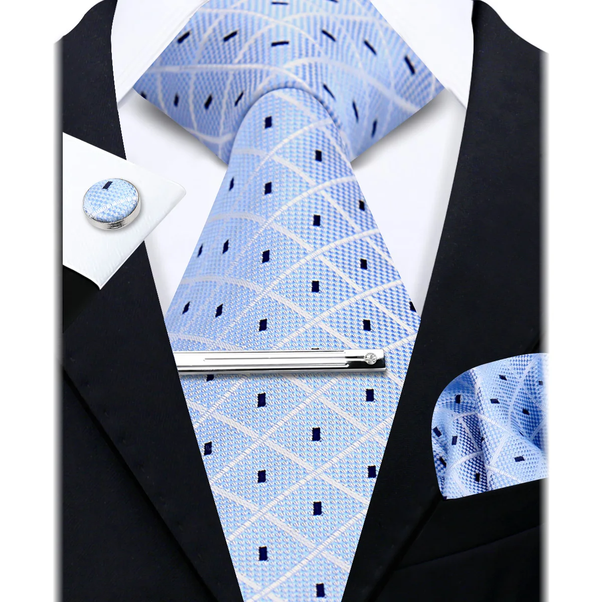Fashion Ties for Men Gift Weave Necktie Set Handchief Cufflinks Tie Clip Luxury Brand Designer Business Wedding Suit Accessories