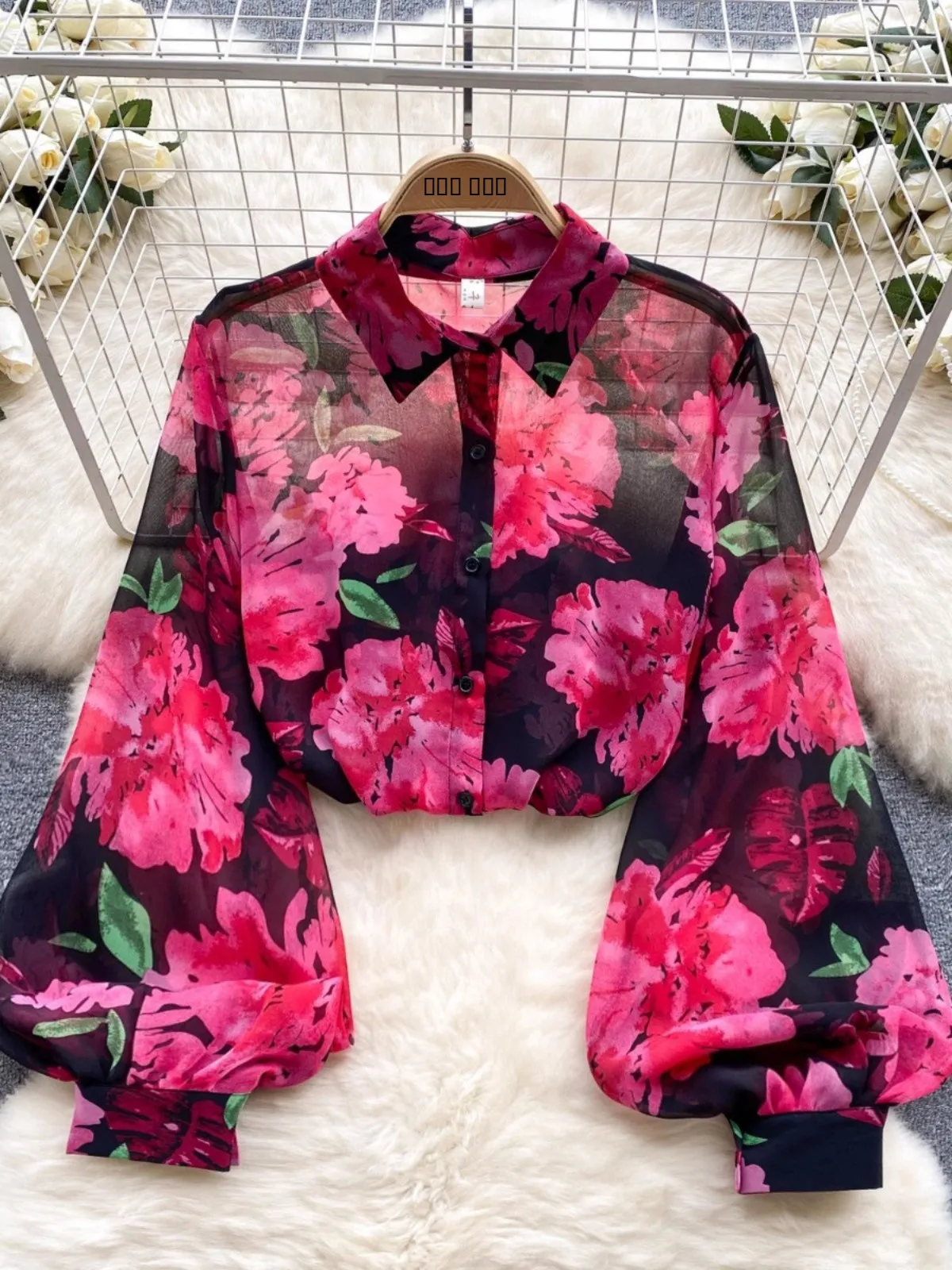 

Spring Summer New Sle Women's Loose Long Sve irt Thin Floral Print Lantern Sve Retro Top Casual Commute Faion
