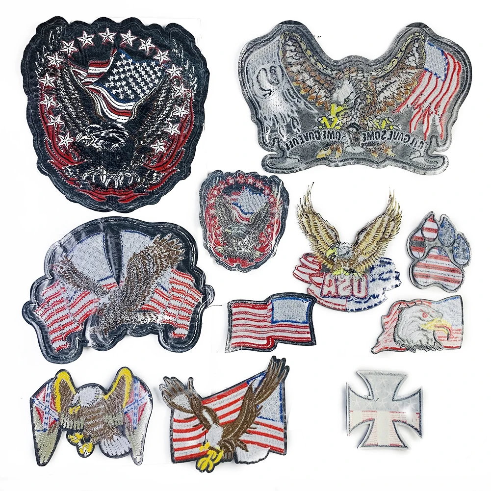 American Flag Eagle USA Element Style Embroidery Iron on Letters Patch Sewing Supply Applique DIY T-shirt Jacket Decor Badge