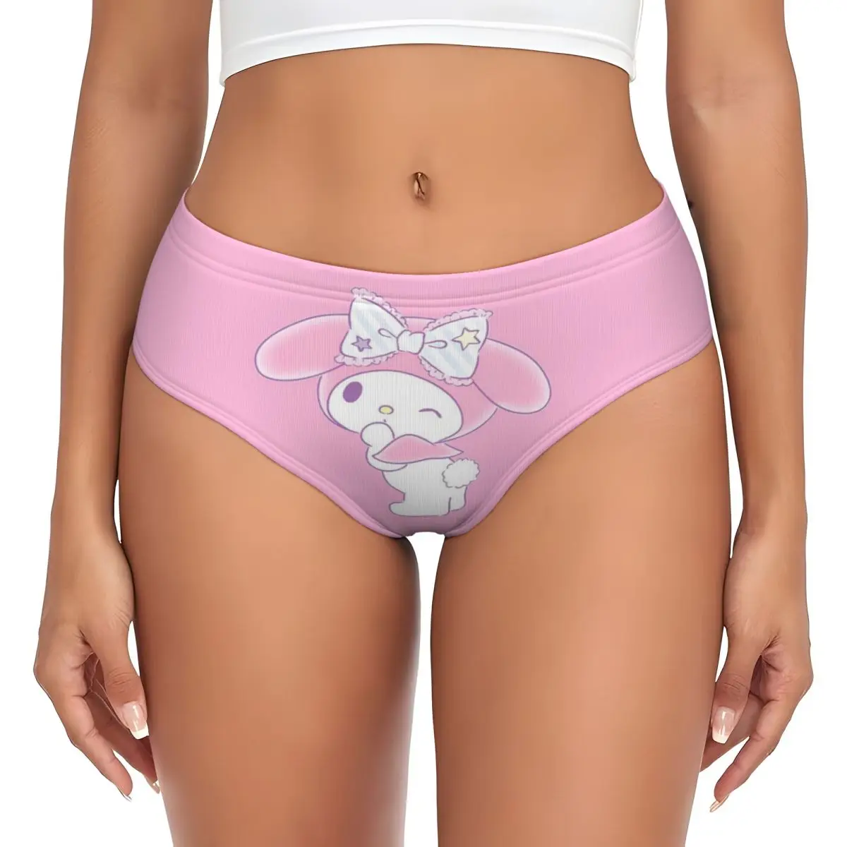 Calcinha Stretch Respirável das mulheres, Breve melodia personalizada, Cueca dos desenhos animados