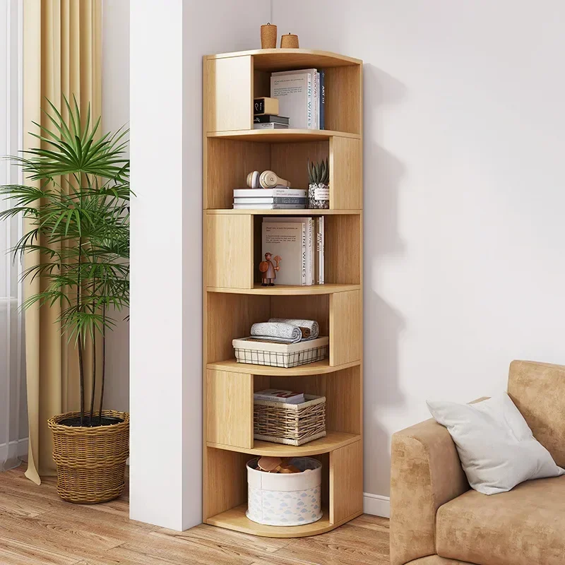 Wood Corner Bookshelf Floor Magazine Shelf Corner Locker Office Student Household Bookcase Storage Scaffale Nordic Furniture