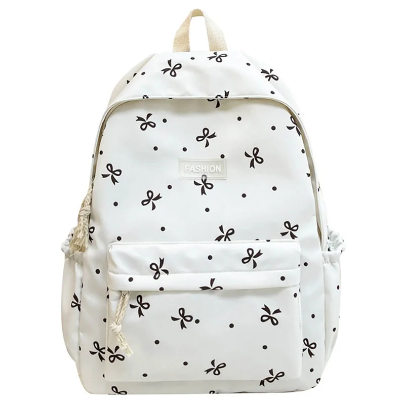 

New Nylon Backpack School Bags for Girls Cute Schoolbag Bowknot Printed Women Travel Bagpack Bookbag Student Knapsack Rucksack