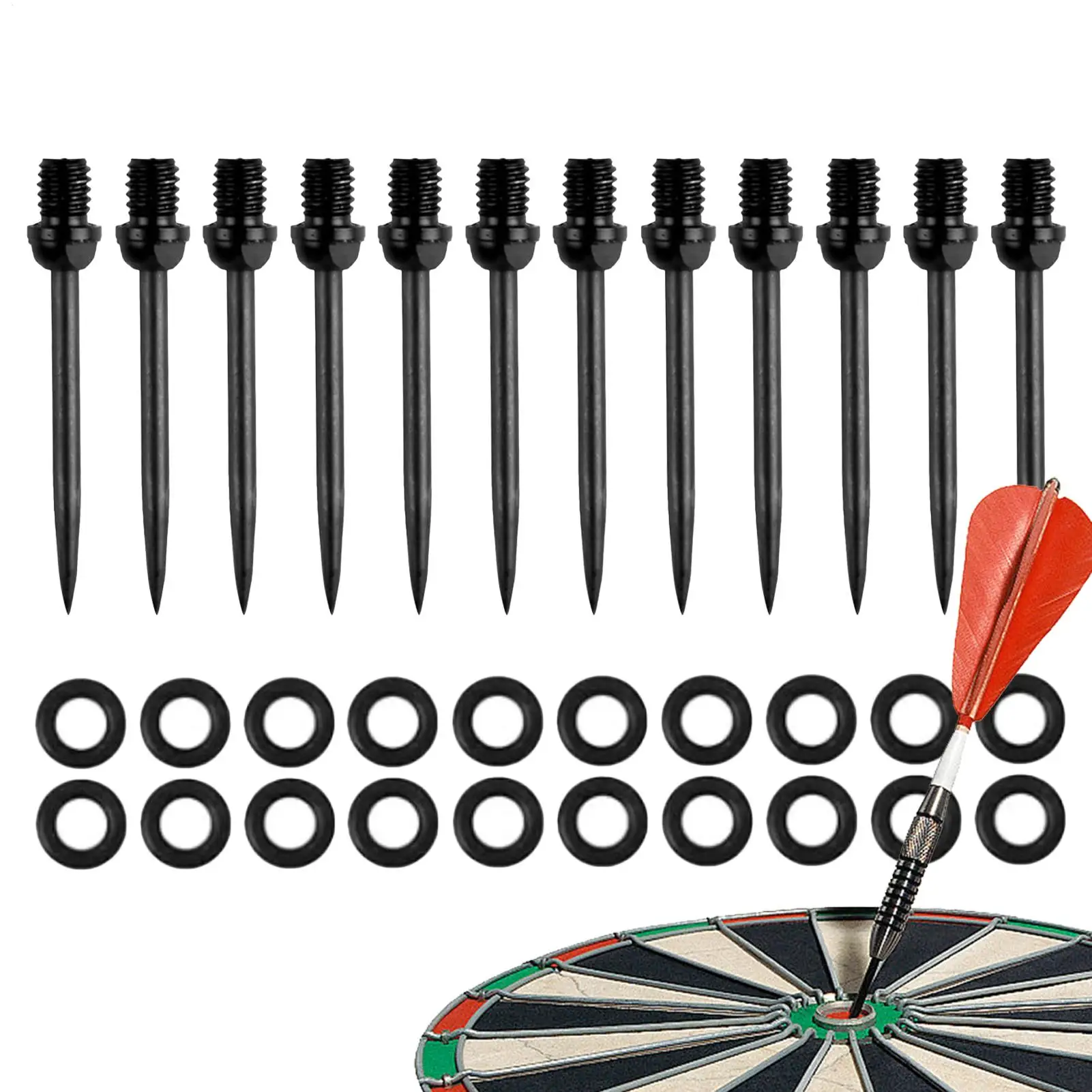 

Дартс со стальным наконечником, 12 шт., металлические дротики с резьбой и 20 уплотнительными кольцами, 2BA, стальные наконечники для дартса с резьбой для рабочего места, дома, кухни, тренажерного зала