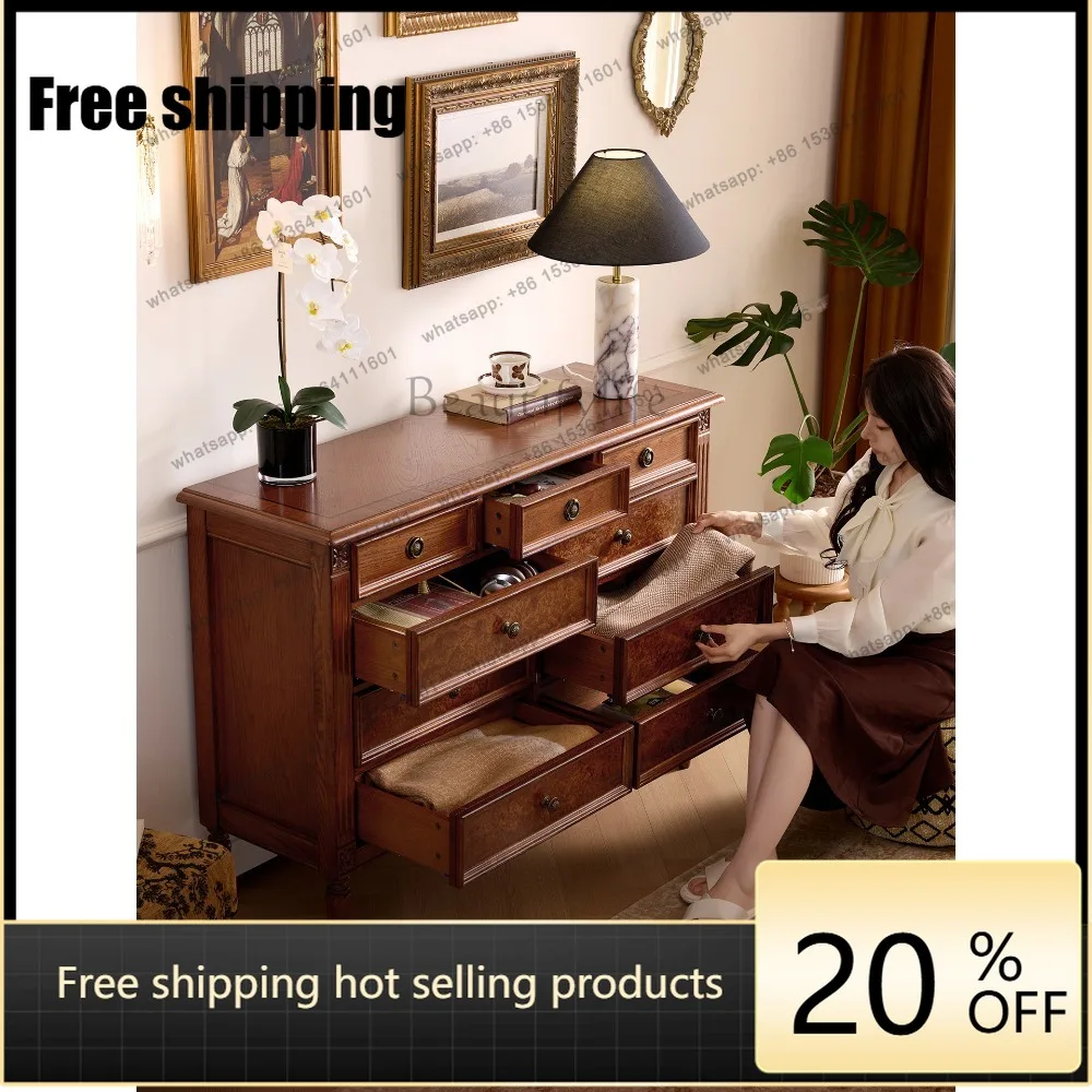 LD American retro solid wood nine chest cabinet living room home locker