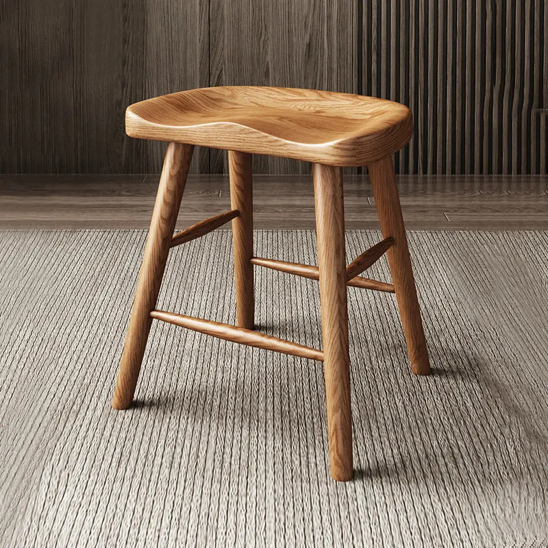 Bar Chair Milk Tea Shop Beauty Dressing Stool Shoe Change Stool Household Solid Wood Bench