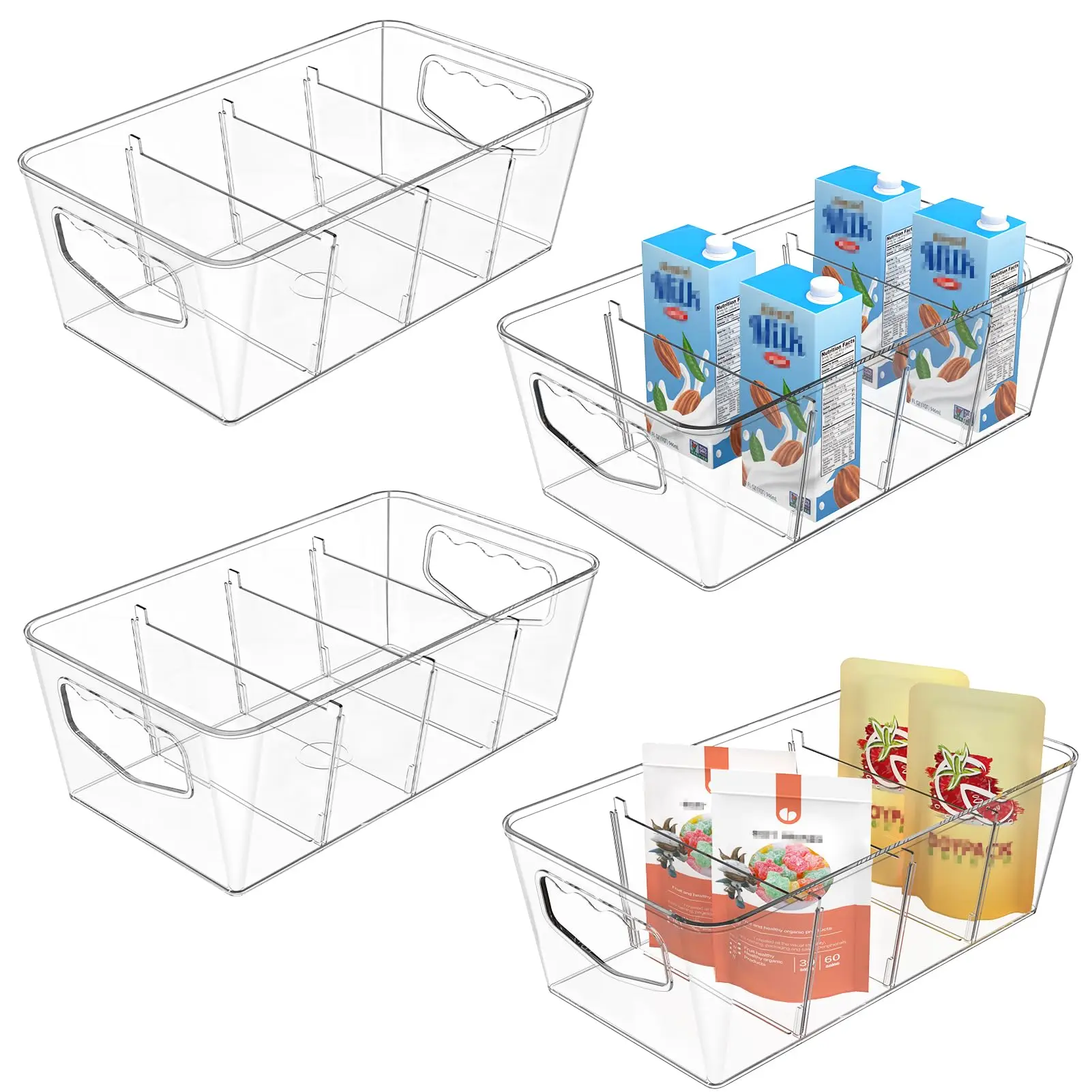 

Контейнеры для хранения со съемными разделителями, штабелируемые, для кухни/холодильника/столешницы
