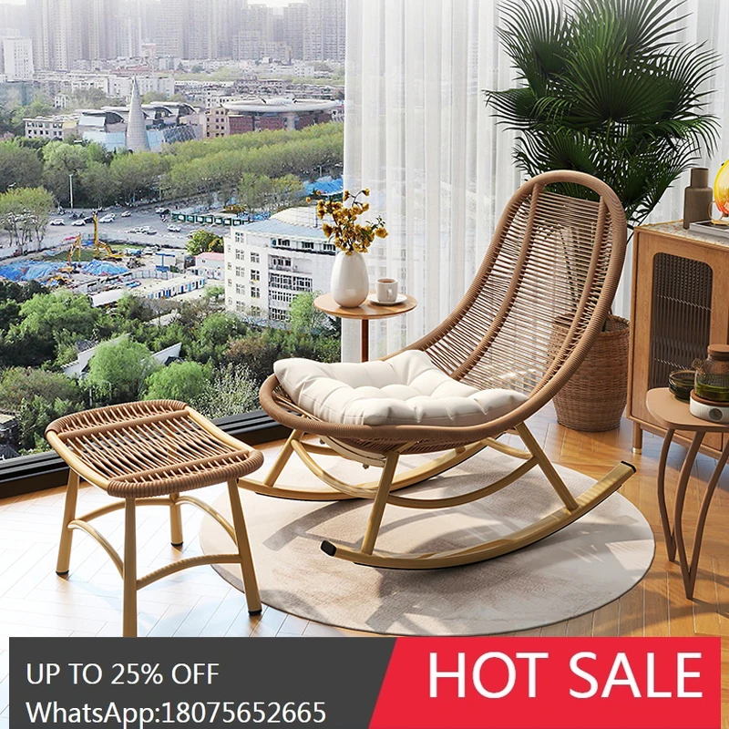 

SGF Rocking Chair Rattan Woven Leisure Balcony Recliner Home Rocking Chair