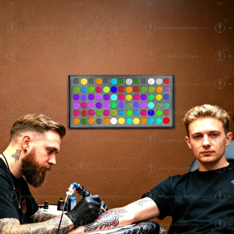 78-Hole Wall-Mounted Tattoo Ink Holder, Professional Pigment Bottle Rack for Organized Storage, Sturdy Iron Construction