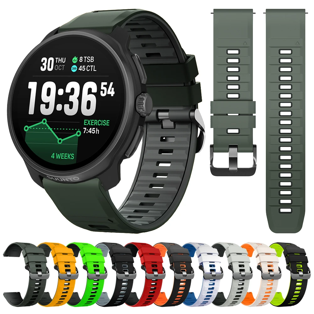 22mm Wristband For Suunto RACE 2 S/Run/Ocean/Vertical Two-Tone Silicone Strap For Suunto 5 9 Peak Pro Replacement Band Bracelet