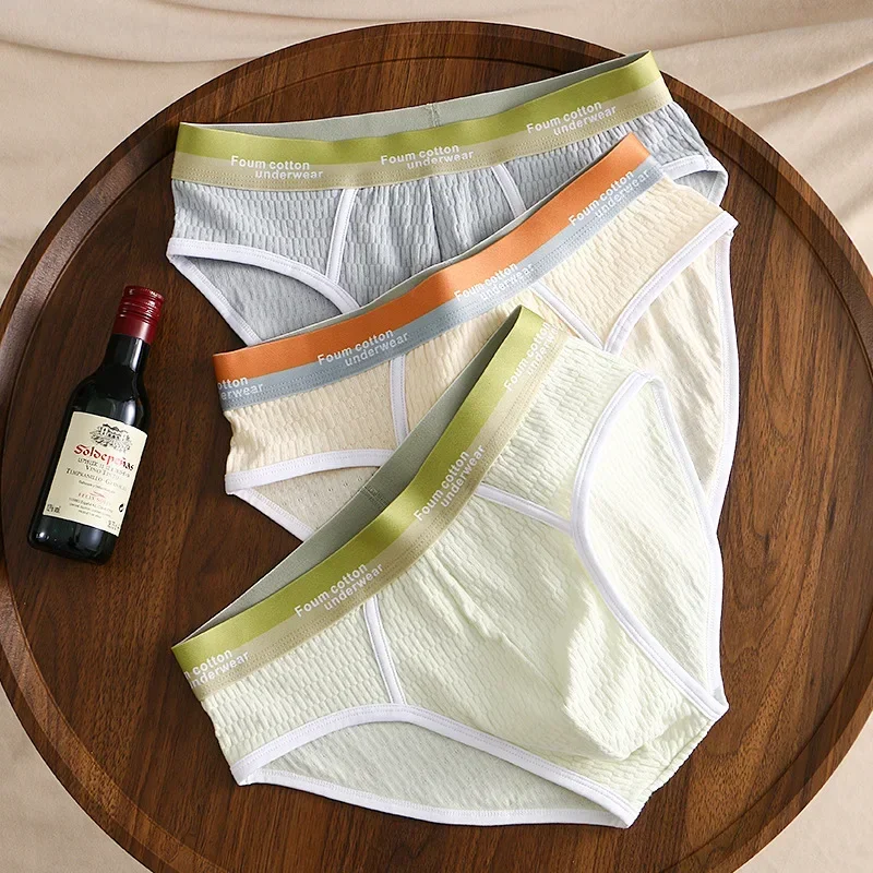 

3Pcs Men's Mid-Waist Breathable Cotton Briefs Summer Thin Sexy Sports Underwear Comfortable Lightweight Innerpants