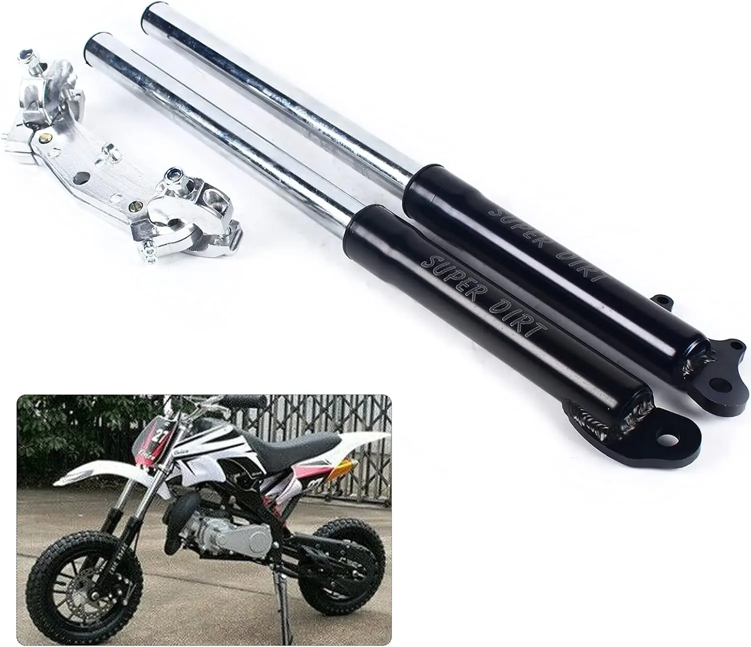 Front Fork Shocker 2 stroke 49CC Small mini Triple Dirt Pit Bike Pro Trail Upside Down Front Fork for Dirt Bike Motorcycle,Black