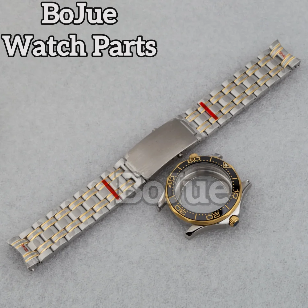 

Корпус часов Серебро Золото 41 мм Подходит для Seiko nh35 nh36 Механизм Твердый корпус Seamaster 300 из нержавеющей стали Водонепроницаемый мужской корпус Браслет