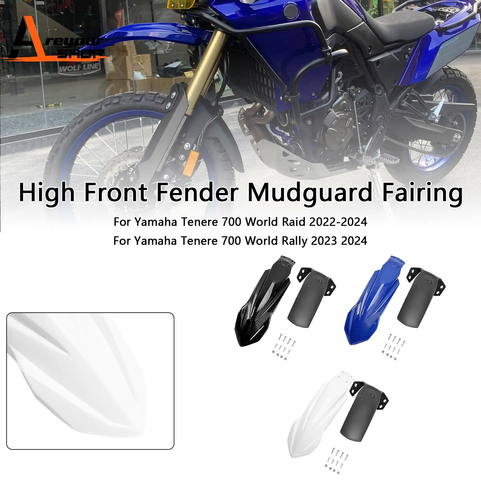 

Areyourshop High Front Fender Mudguard Fairing for Yamaha Tenere 700 2019 2020 2021 2022 2923 2024