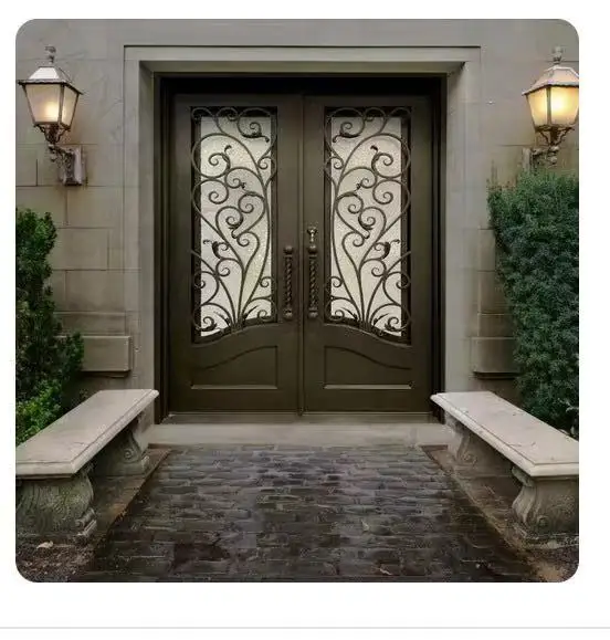 Porta d'ingresso in ferro battuto della fabbrica di Foshan per il cortile della casa elegante durevole