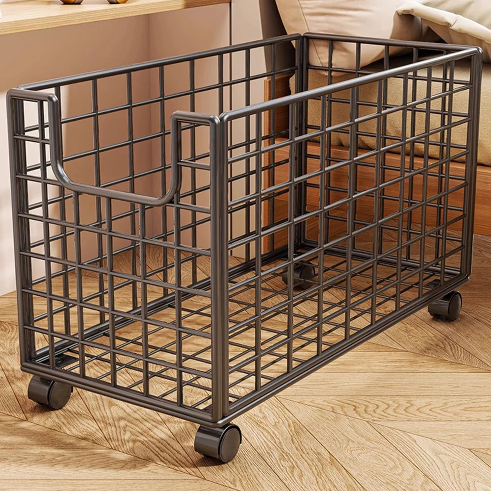 

Plush Storage Organizer with Wheels Storage Basket Metal Stuffed Animals Storage Bin for Kids Room Playroom Plush
