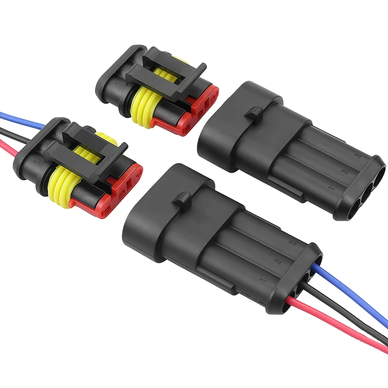 3Pin Waterproof AMP Automotive Connector 18AWG Male Female Plug Socket Wire Quick Disconnect Car Truck Motorcycle Marine