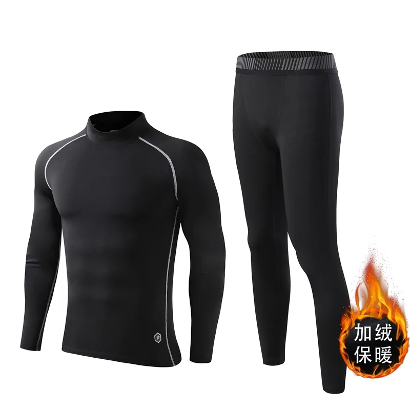 Compression Clothing Men Sports Gym suit Thermal underwear Tights Track suit kids ski underwear Fleece Top Bottom jogging set