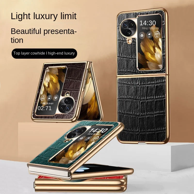 

100% Original For OPPO Find N3 N2 Flip Case Premium Leather Ultra Thin PC Phone Cover Case For OPPO Find N3 Flip