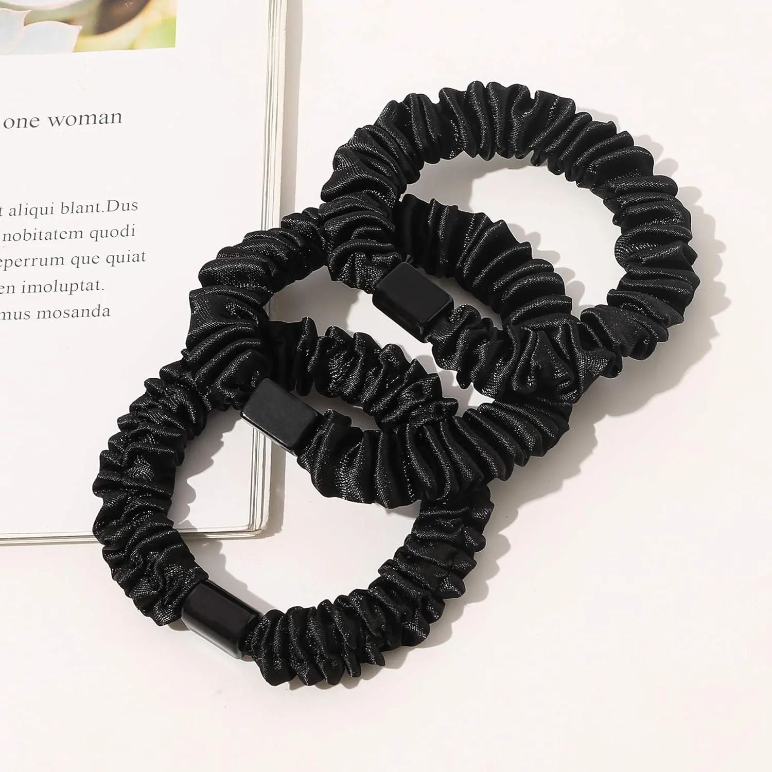Petits chouchous en Satin de soie pour femmes, 5 pièces, en vrac, cravate pour cheveux fins, Mini bandes chouchous, porte-queue de cheval slim, queue de cheval, décor de poignet