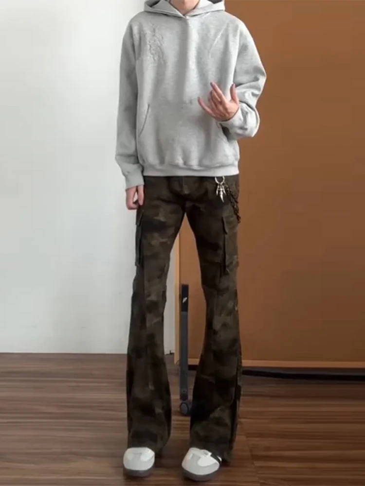 

Retro American Camouflage Work Pants Men's Straight Leg Jeans mid Waist Trousers Autumn Fashion Brand Bootcut Trousers