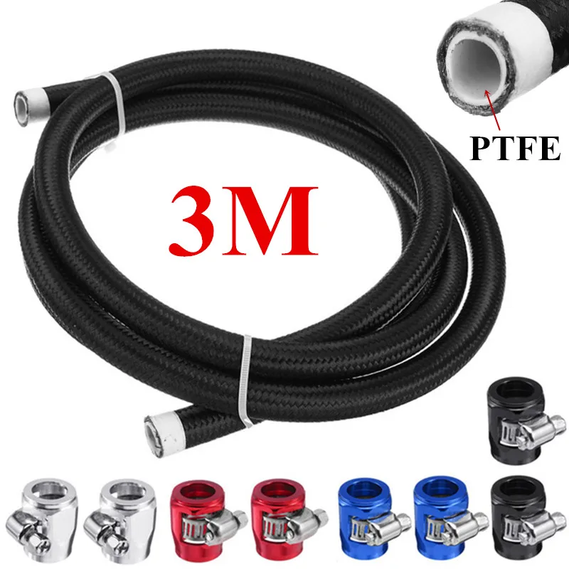 3M AN4 AN6 AN8 AN10 AN12 Universal Car Oil Gas Cooler Fuel Hose Tube Pipe Clamps Suit Nylon Stainless Steel Braided Inside PTFE