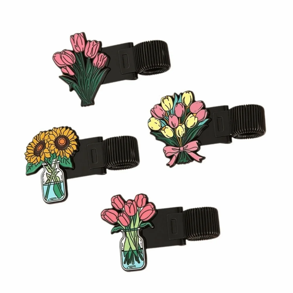 New Spring Metal Clip Metal Pen Clip Elegant Zinc Alloy Flower Bookmark Cartoon Floral Pattern Notebook Pen Holder Notebook