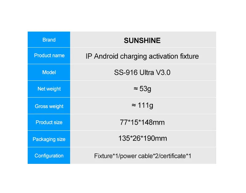 SUNSHINE SS-916 Ultra-Ladeaktivierungsvorrichtung, 5–9 V, adaptive Spannungsunterstützung für IP6G-IP17- und Android-Modelle – Detail 20