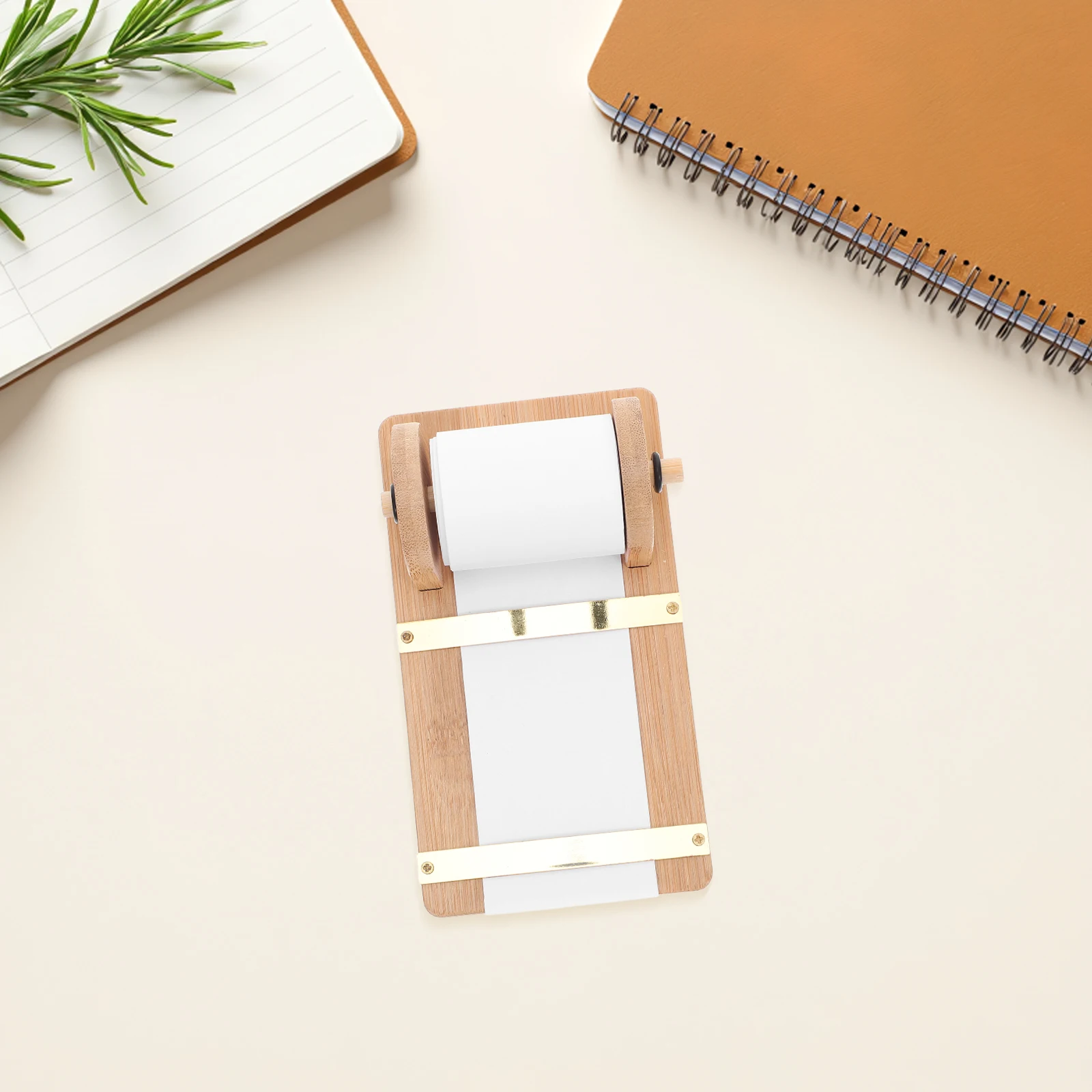 

1 Set Wooden Memo Dispenser Portable Note Roll Desktop Organizer For Office Study Smooth Rotating Shaft Stick Paper Notepad