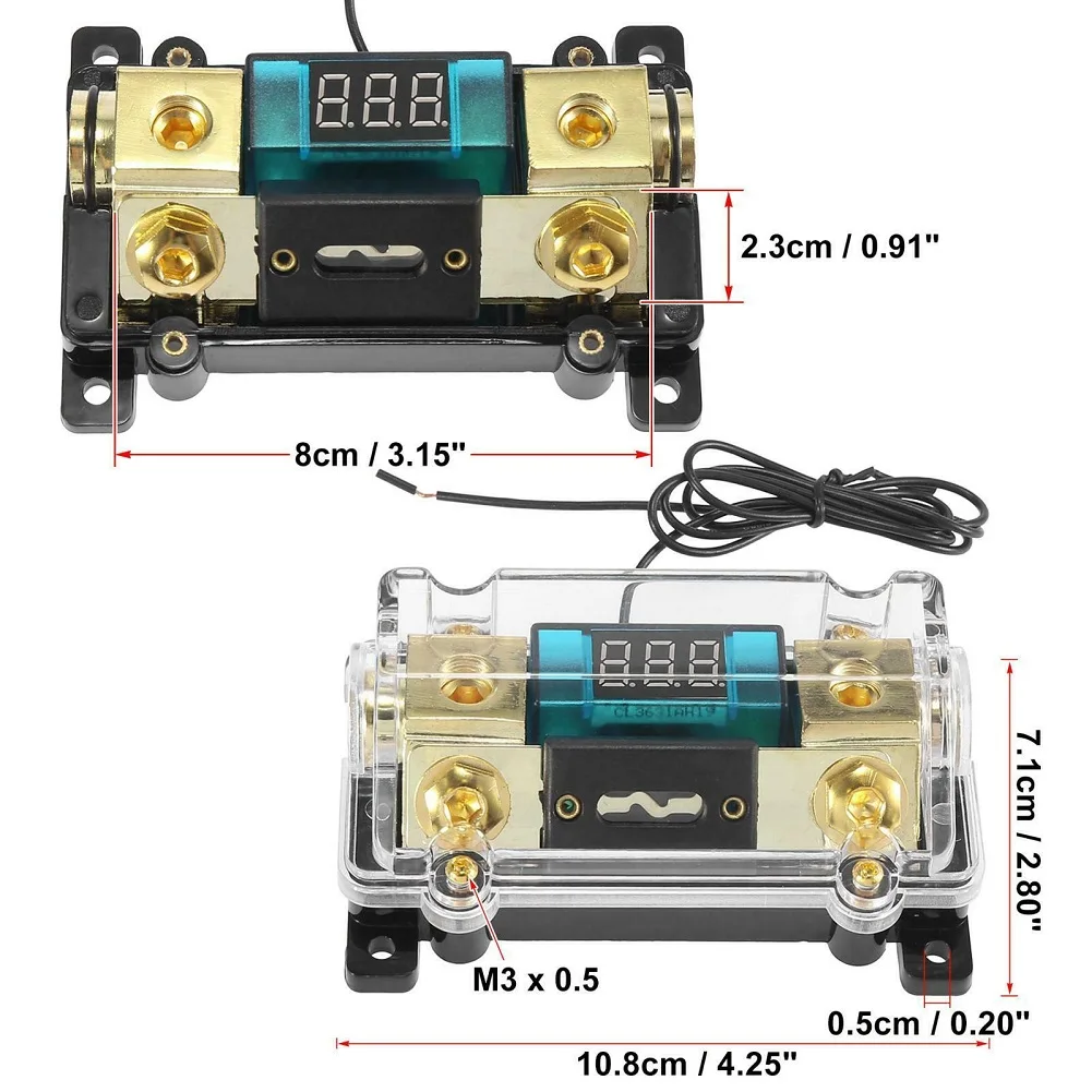 

Holder ANL Fuse 10.8x7.1x4cm 300 Amp Black Car Audio LED Digital Display M3 Thread Universal W/ Fuse New Useful