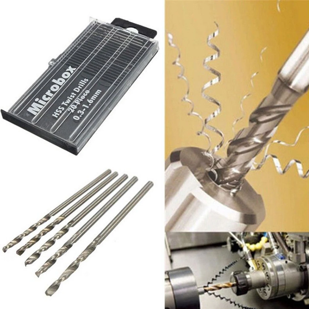 20pc Full Grinding High Speed Steel Mini Twist Drill Mini Small Drill Bit Power Tool Drilling Accessories Set
