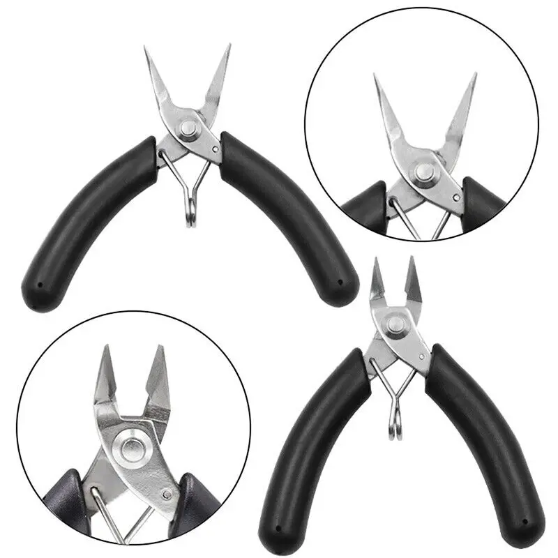 Mini Jewelry Pliers Diagonal Pliers Round Bent Needle Nose Cutter Handcraft Beading Insulated Plier For DIY Small JewelryTools