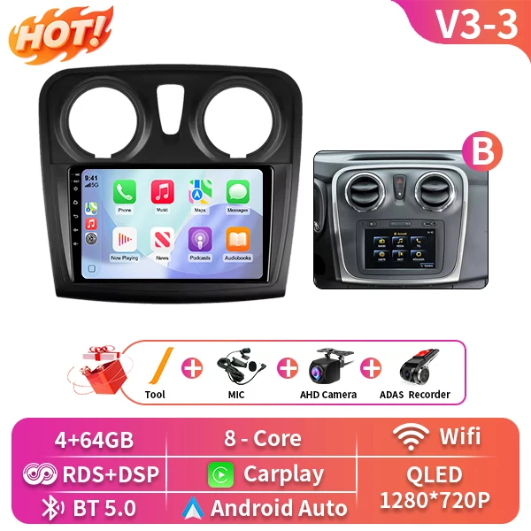 Android 16 Auto Voor Renault Dokker Lodgy Dacia 2012-2020 Radio Multimedia Speler Android Auto Carplay Head Unit navigatie Gps