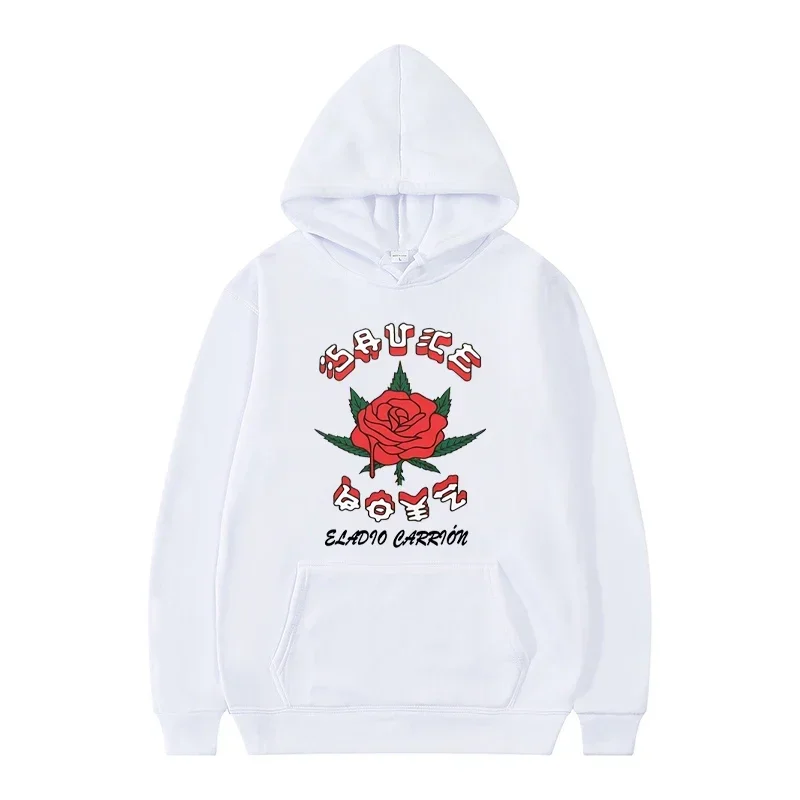 

Eladio Carrion Sauce Boyz Rose Print Sweatshirt Crew Neck and Hooded Sweatshirt Casual Fashion Men and Women Sweatshirt