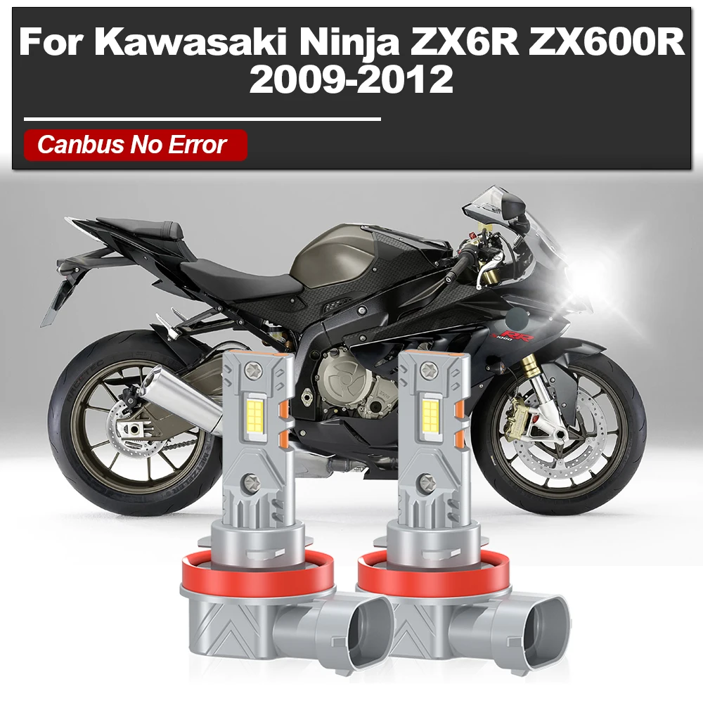 

20000LM Motorcycle LED Headlight Bulb 6000K White CSP Chip Moto Light 12V For Kawasaki Ninja ZX6R ZX600R 2009 2010 2011 2012
