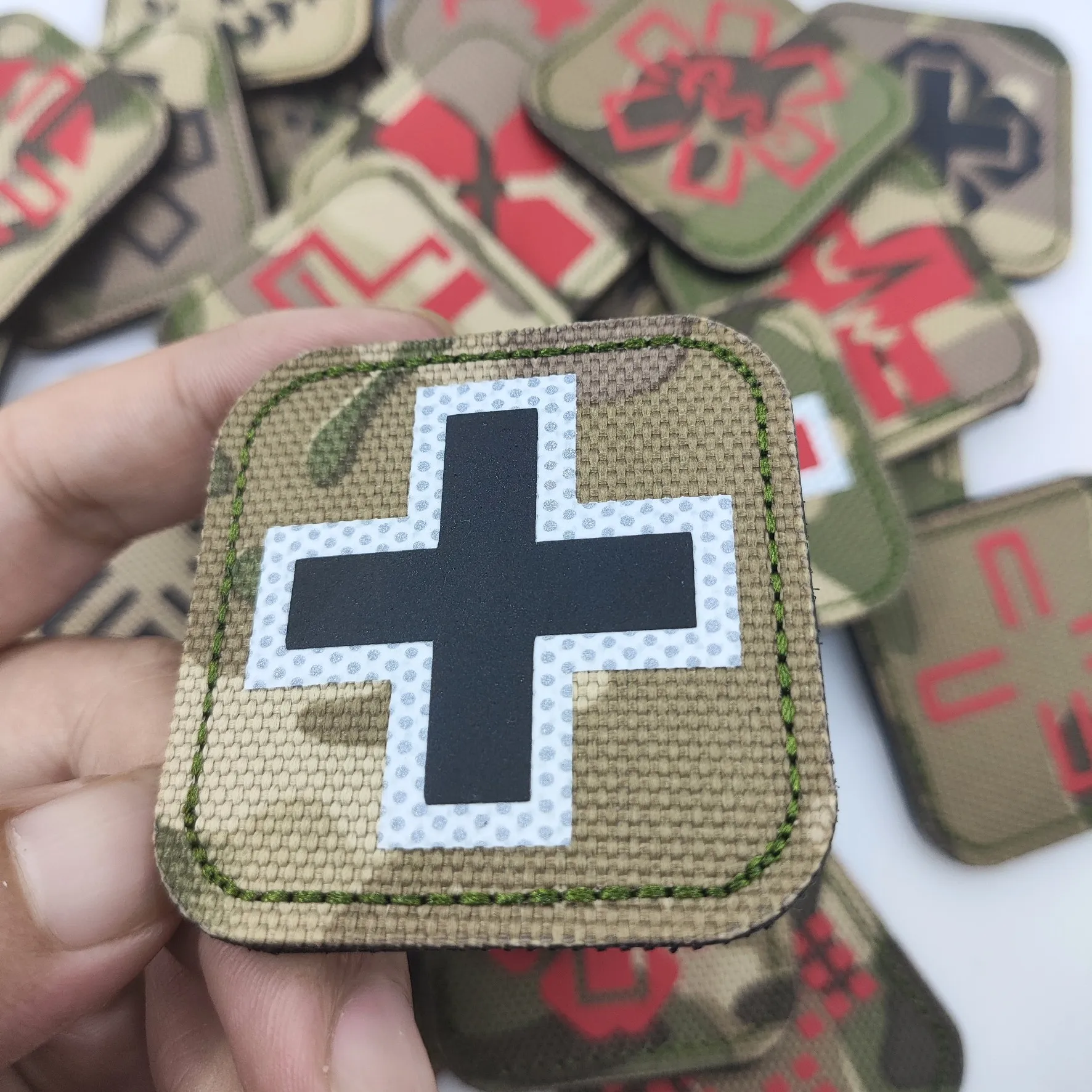 Infrared Reflective Medical Army Combat First Aid Camouflage Tactical Badge Clothes hook and loop patches