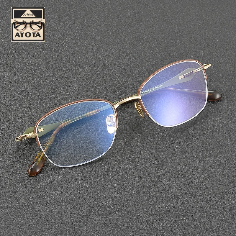 New Non-magnetic Steel Series Glasses Frame Women Oval Half Frame Coffee Green Myopia Reading Men's Prescription Eyewear OT-018